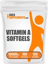 BulkSupplements.com Vitamin A 10000 IU Softgels - Vitamin A Retinyl Palmitate, A Pills - Vitamin A Supplement, Eye Supplements - Gluten Free, 1 Softgel per Service, 100 Softgels