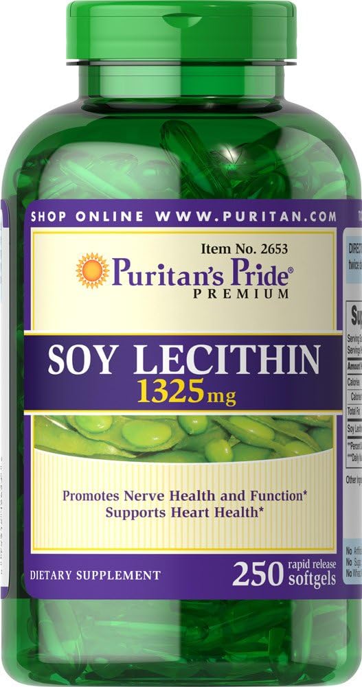 Puritan's Pride Soy Lecithin 1325 mg, Kalp Desteği, 250 Kont, Naturulse Ad 410