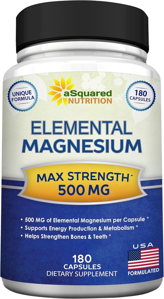 ASquared Beslenme Perrietary 500 mg – Yüksek Abhidrasyon Magnezyum Citrate & Oksit – 180 Veggie Capsules, 180 Day Supply – ABD Formulaed & Üçüncü Taraf Test Edildi