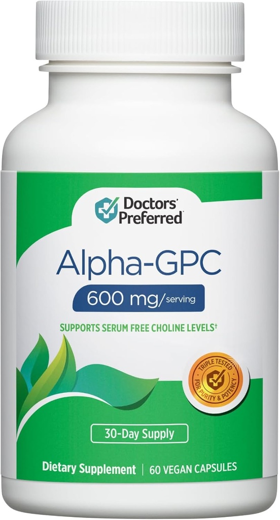 ΠΡΟΣΑFΜΟΓΗ ΓΙΑΤΡΩΝ Alpha GPC συμπλήρωμα - Premium Formula. 600 MG/Serving, 60 κάψουλες Vegan, 30-Day Supply