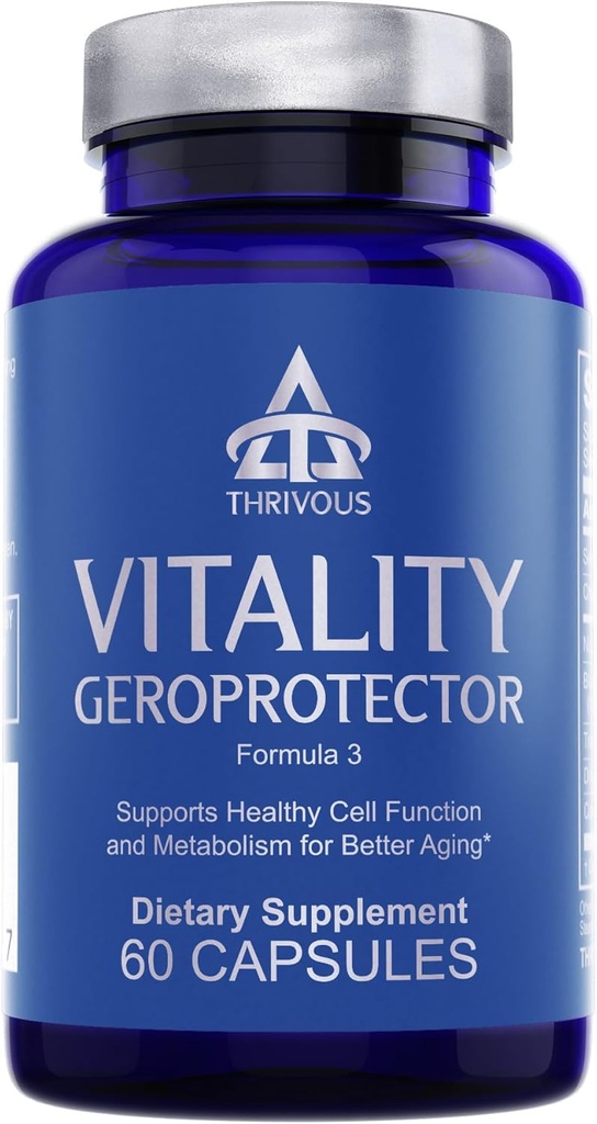 Thrivous Vitality Geroprotector – Metabolic & Cellular Support Supplement with Berberine, Nicotinamid Riboside, Mirtoselect Blueberry, Resveratrol & CoQ10 – 60 Vegan Capsules