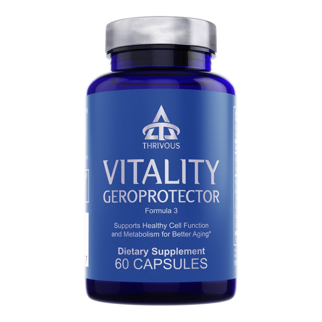 Thrivous Vitality Geroprotector – Metabolic & Cellular Support Supplement with Berberine, Nicotinamid Riboside, Mirtoselect Blueberry, Resveratrol & CoQ10 – 60 Vegan Capsules