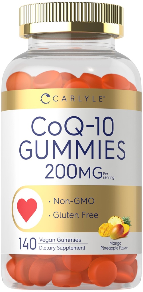 Carlyle CoQ10 200 mg Gummies | 140 Kont | Mango Pineapple Flavor | Vegan, Non-GMO, Gluten Free Supplement Supplement
