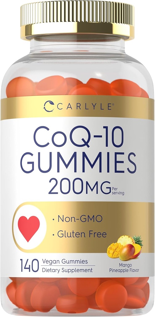 Carlyle CoQ10 200 mg Gummies | 140 Kont | Mango Pineapple Flavor | Vegan, Non-GMO, Gluten Free Supplement Supplement