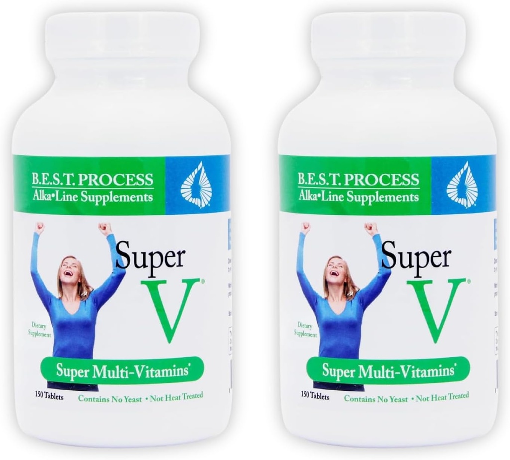 SuperV (2 Pack) Καλύτερη Αλκαλίνη διαδικασία — Ενεργοποιώντας & Αποτοξινώνοντας πολυβιταμίνη — Βιταμίνες & Ορυκτά με Digestive Ένζυμα, Superfoods και Βότανα