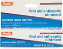 Rugby First Aid Antiseptic Ointment, Povidone Iodine USP 10% Επίκαιρη Λύση, Βοηθά στην πρόληψη της μόλυνσης σε μικρές περικοπές, σχισμές και εγκαύματα - 1 Oz.