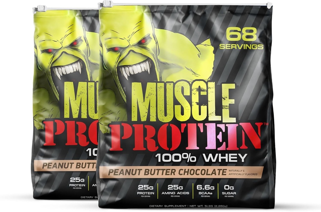 COLOSSAL LABS Muscle Whey Protein Flavored Protein Toz, 25.000 mg Amino Asits/Serving, Cold Filtered (Packating May Vary) (10 Pound (Pack of 2), Peanut Butter)