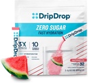 DripDrop Sugar Free Hydration Packets - Μηδέν Καρπούζι - Μονό σερβίρετε Ηλεκτρόλυτες Powder Mix - Μη ΓΤΟ, Χωρίς Γλουτένη, Vegan - 32 Sticks