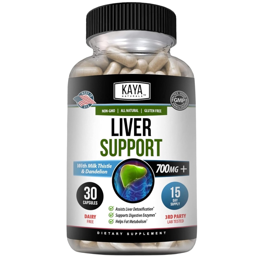 Kaya Naturals Liver Cleanse Detox & Tamir - Süt Butle Supplement - Kadınlar ve Erkekler için Liver Detox - Artichoke Extract and Dandelion Root Capsules - 30 Count
