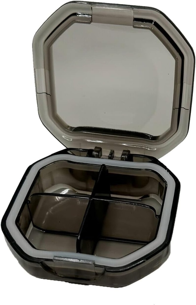 Seyahat Pill Organizer - Dayanıklı, Sutight Pill Case Travel Dimension with 4 Karşılaştırma - Compact Pill Travel Case for Vitamins, Supplements, Medicine - Travel Pill Container for Purse (Gray)