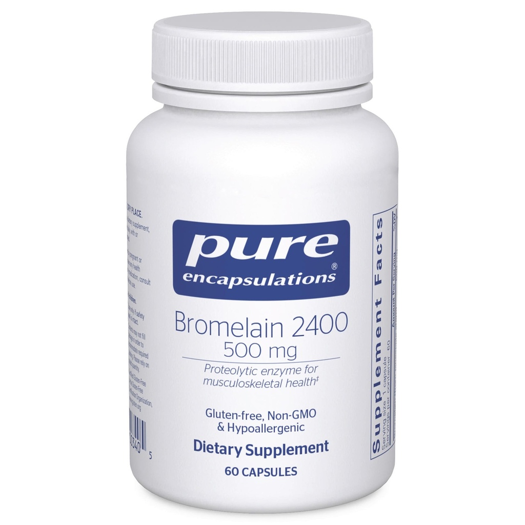 Pure Encapsulations Bromelain 2400 500 mg - για την Digestive Υποστήριξη & Μυοσκελετική Υγεία - Υποστηρίζει αρθρώσεις & ανάνηψη μυών* - Πρωτολυτικά ένζυμα - Vegan - 60 κάψουλες