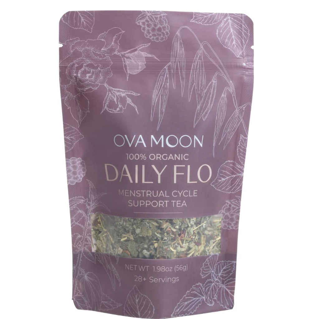 Ova Moon PMS Tea: Cramps, Bloating ve Menstrual Pain | Red Raspberry Leaf, Rose, Oat Straw, Nettle ve Lemon Balm | 100% Organik Loose