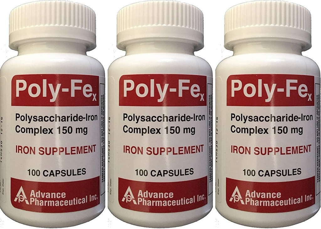 Polysaccharide Iron Kompleksi 150 mg Capsules 3 Total 300 Capsules için Iron Supplement 100 Capsules