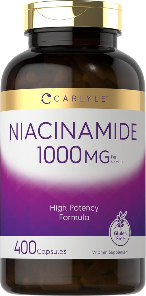 Carlyle Niacinamid 1000 mg | 400 Capsules | High Potency Formula | Non-GMO, Gluten Free Supplement Supplement