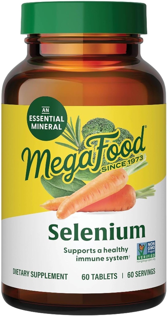 MegaFood Selenium - Selenium 50 mcg - Gıda ve Herb Mix ile Tamam - Immune Support - Vegan, Non-GMO - 9 Yiyecek Allergens olmadan - 60 Tablet (60 Hizmet)