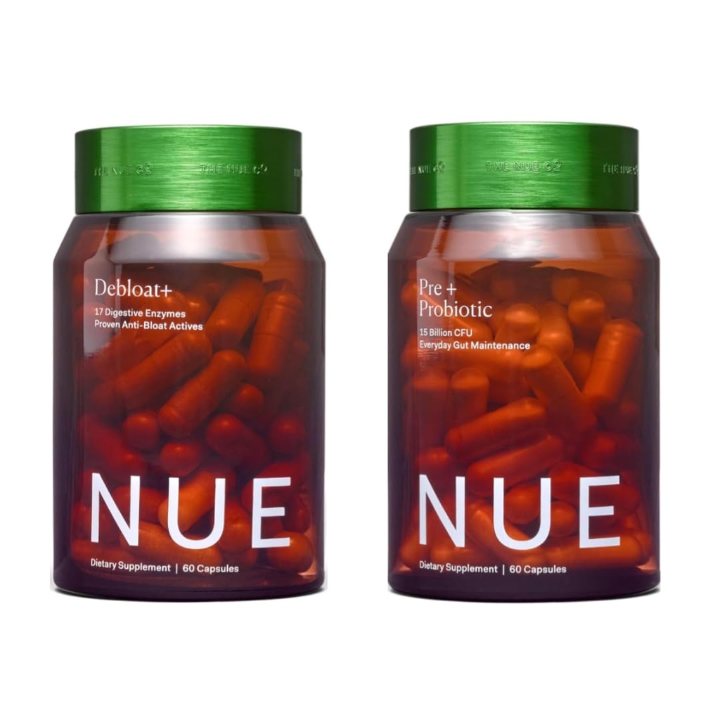 Το Nue Co. (Debloat + (Πρεβιοτικό + προβιοτικό) Συμπληρώματα υγείας κόκκων Regimen
