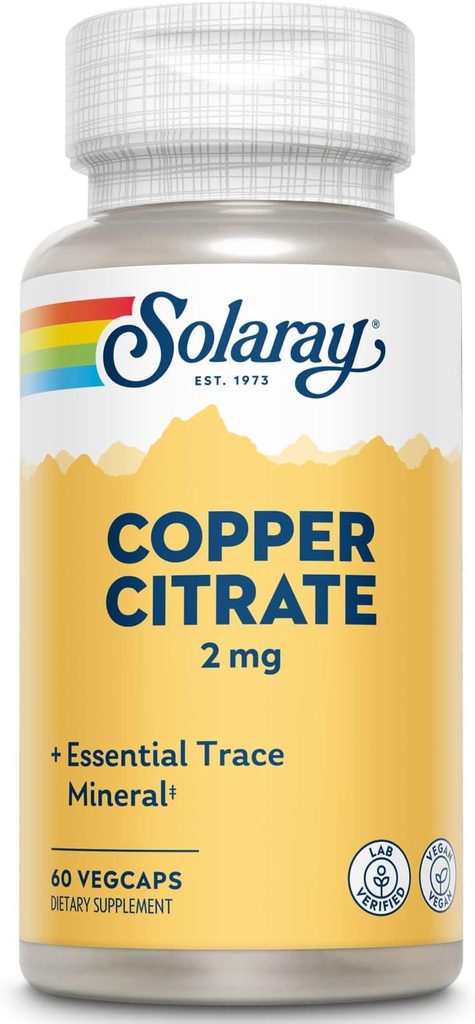 Solaray Biocitrate Copper Supplement, 2mg | 60 Kont