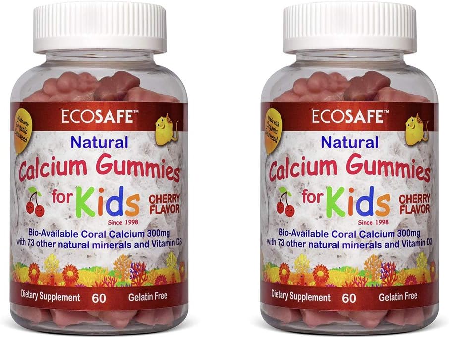 Coraluba D3 Çocuk Gummy, Natural Cherry Flavor, GMO, Gluten-Free, Dairy-Free, Soy-Free ve Gelatin Free - 300 mg of Kalsiyum ve 800 IU D3-60 Gummies (1 Pack)