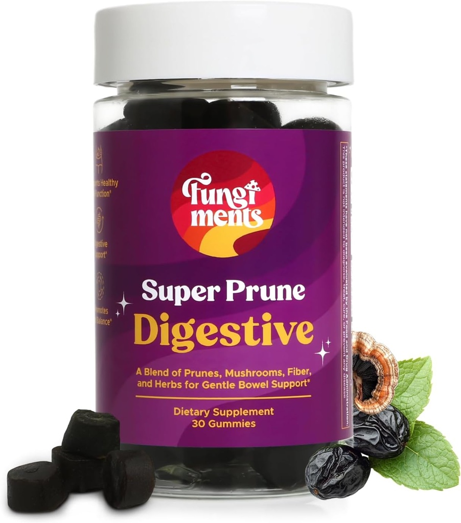 Μανιτάρια Super Prune - συμπλήρωμα μανιταριών - Τουρκία Μανιτάρια ουράς, Ίνες, Ραβέντι, Prunes, Ginger, Χαμομήλι - Ανακούφιση, δυσκοιλιότητα (30 Gummies μανιταριών)