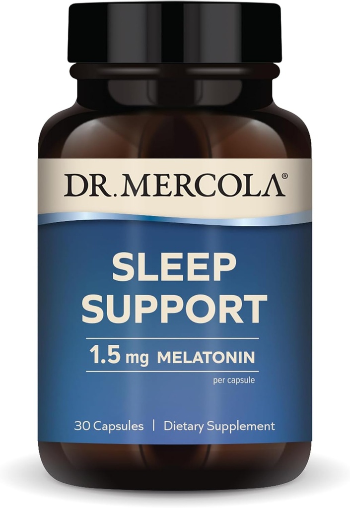Dr. Mercola Sleep Support with Melatonin, 1.5 mg Melatonin Per Service, 30 Hizmet (30 Capsules), Diyet Supplement, Supports Health Sleep and mental Focus, Non-GMOMO