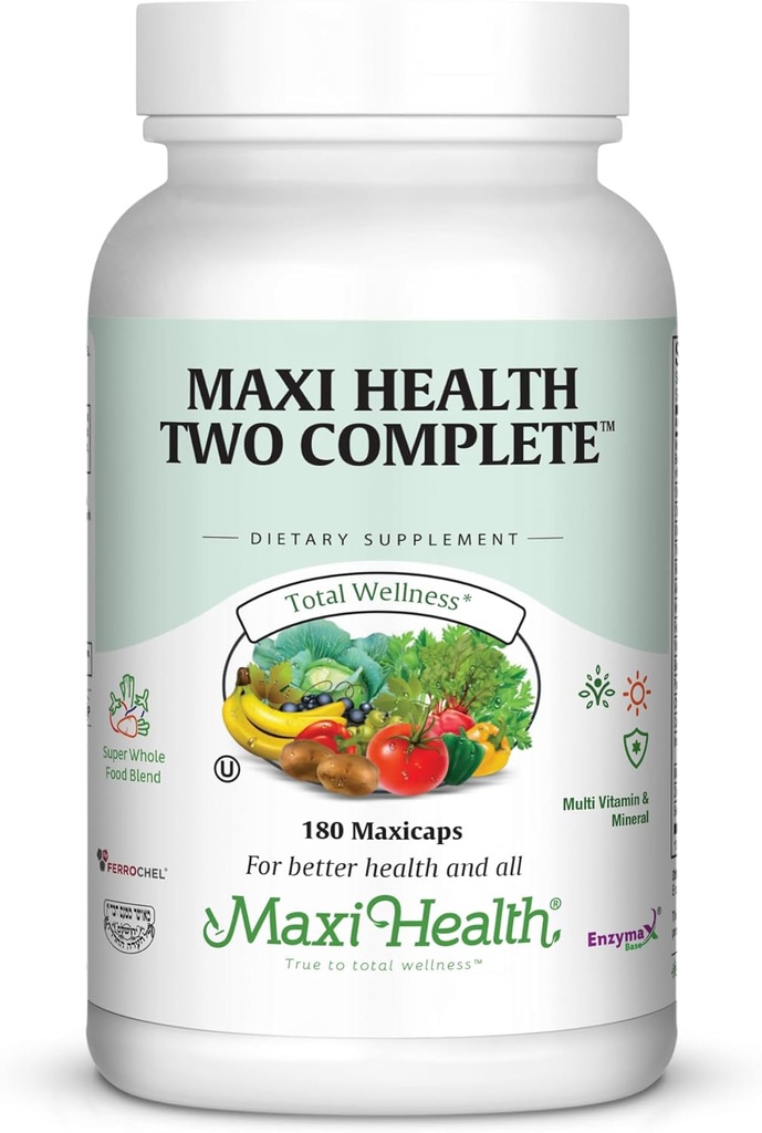 Maxi Health Two Complete - Πολυβιταμίνες και Ορυκτά - Πλήρης ισχύς - 180 κάψουλες - Kosher