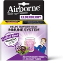 Airborne Elderberry Extract + Vitamin C 1000 mg (per service) - Effervescent Tabletler (20 Bir Kutuda Kont), Gluten-Free Immune Support Supplement, A C E, çinko, Selenium, Sugar Free