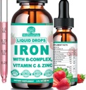 Υγρό συμπλήρωμα σιδήρου w/Vitamin C, B-Complex, Υψηλής ισχύος υγρό σιδήρου w. Πολυβιταμίνη, Vegan σιδήρου σταγόνες για τις γυναίκες, τα παιδιά, Χηλικό συμπλήρωμα υγρού σιδήρου για την αναιμία, τη κόπωση, την υποστήριξη των ερυθρών αιμοσφαιρίων