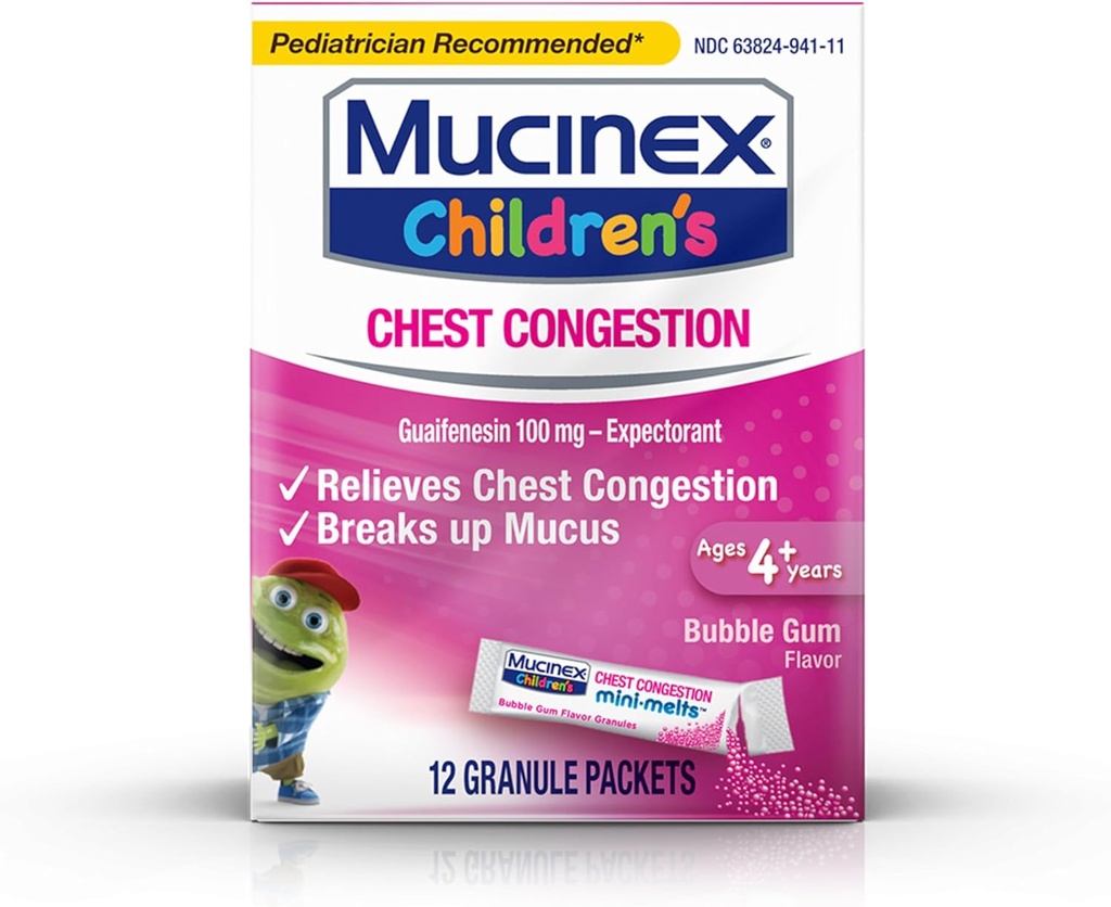 Chest Congestion, Mucinex Children's Mini Melts, Chest Congestion, Gum, 12ct