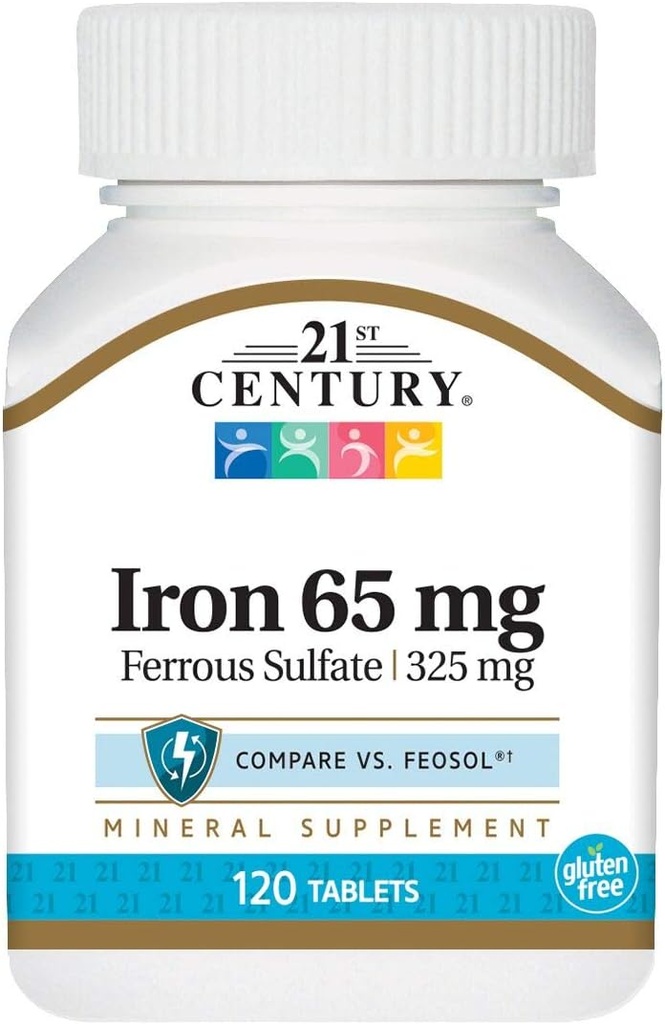 21ος αιώνας Iron 65 mg με θειικό σίδηρο 325 mg - 100 δισκία, συσκευασία των 3