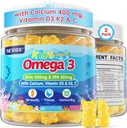 Çocuklar Omega 3 Gummies + Kalsiyum 400 mg + Vitamin D3 K2 + C, Omega-3 DHA & EPA Supplement - No Fish Burps, No Sugar - Kids & Young Omḛga 3 + Multivitamin Gummy for Strong Bones, Brain, Immune, Eye, 2Pack