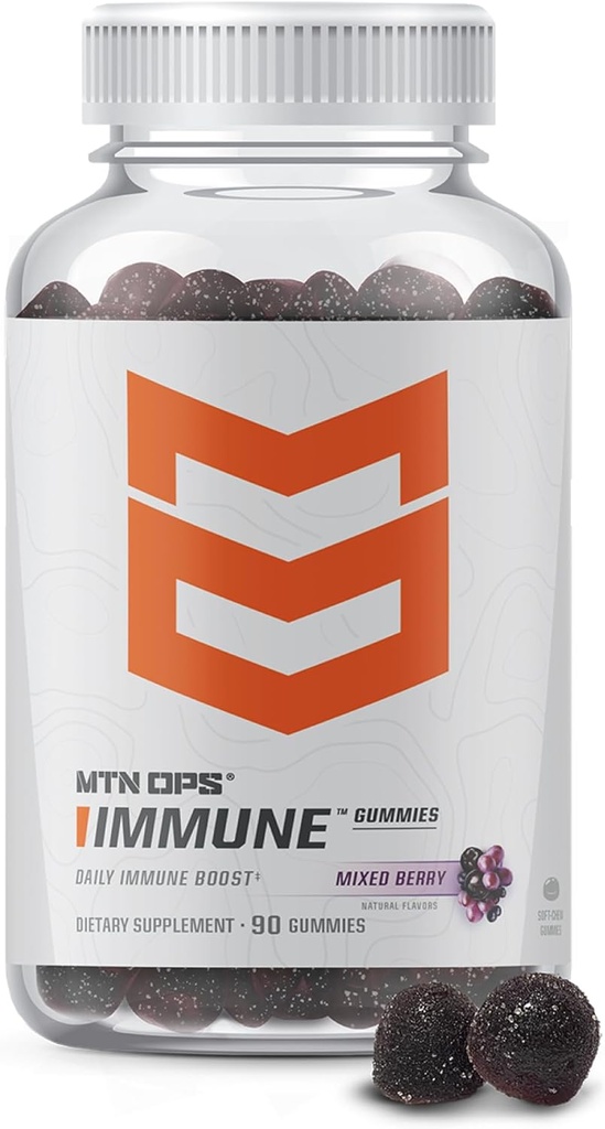 MTN OPS Immune Gummies Immune Support Supplement, 90 Gummies with Elderberry & Aronia Berry Immune ATM for Yetişkinler, karma Berry Flavor & Natural Gluten Free