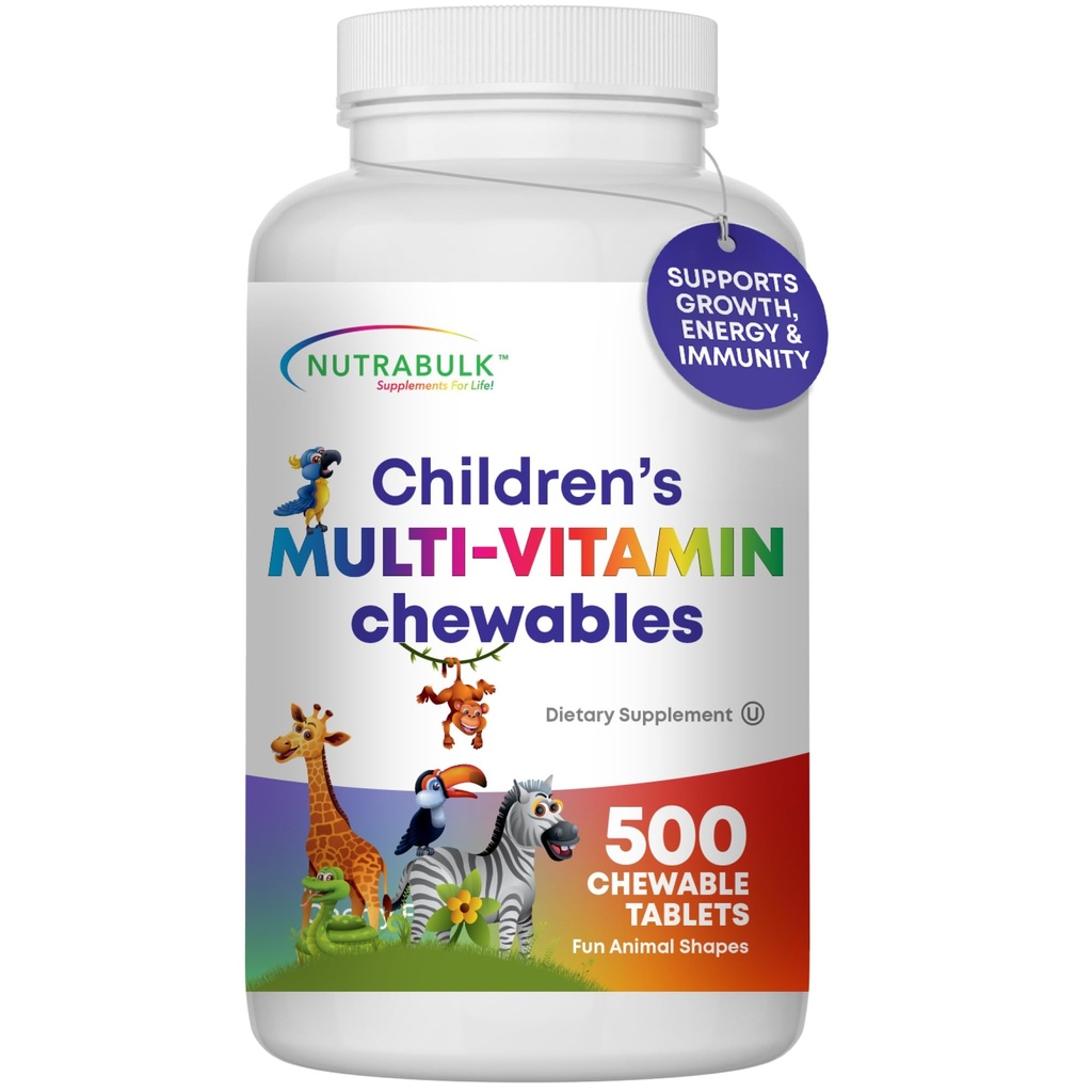 Çocuk Chewable Multi-Vitamins - Çocukları Geliştirmek - ABD- Made, Immune, Bone, Brain & General Being- Vegan & Gluten Free - 500 Cherry Tabletler