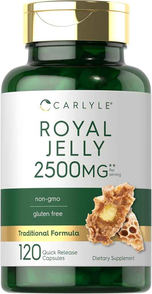 Carlyle Royal Jelly Capsule | 2500 mg | 120 Count | Non-GMO ve Gluten Free Formula | Geleneksel Tamam