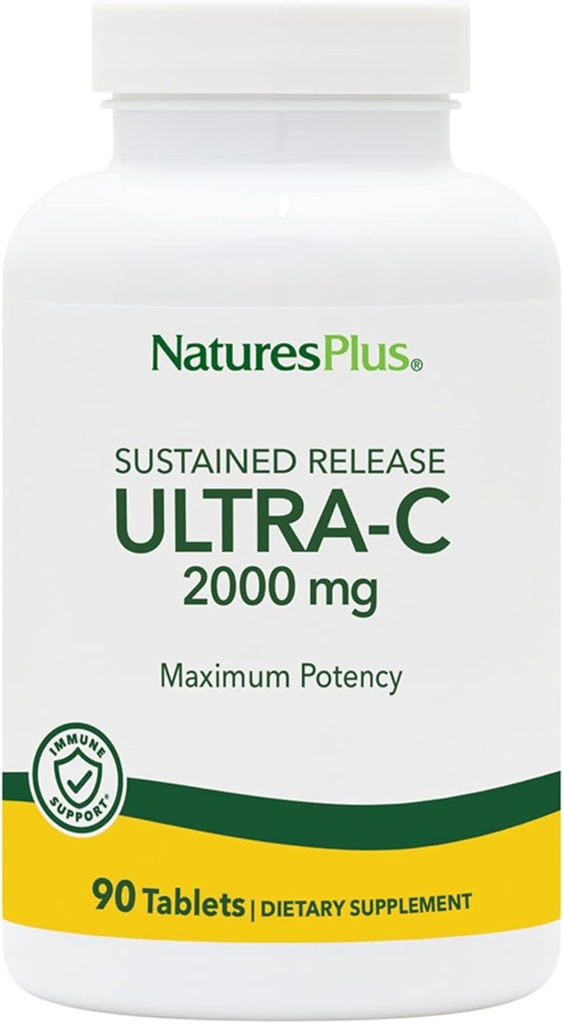 Natures Plus Ultra-C 2000 mg - 90 Tabletler - Rose HIPS ile C vitamini - Immune & Antioxy Support - Vegetarian, Gluten Free - 90 Hizmetler