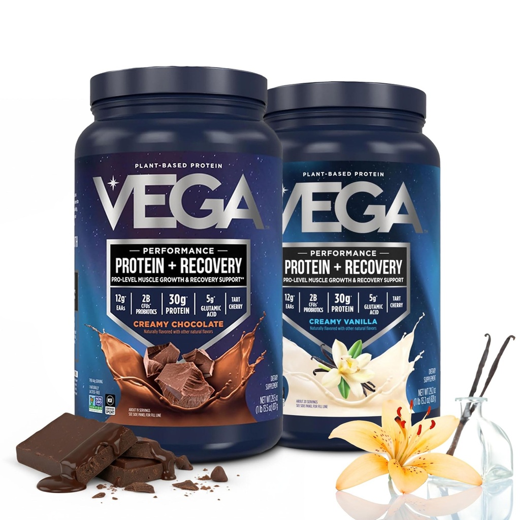 Vega Sport Premium Protein Powder Bundle, Chocolate + Vanilla, Plant Based Protein Powder Post Workout - Πιστοποιημένος Vegan, χορτοφάγος, Keto-Friendly, Χωρίς γλουτένη, Χωρίς γαλακτοκομικά, BCAA Amino Acids