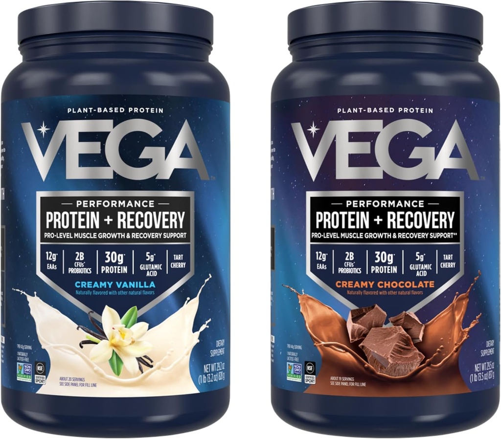 Vega Sport Premium Protein Toz Paketi, Çikolata + Vanilla, Bitki bazlı Protein Toz Post Workout - sertifikalı Vegan, Vejetaryen, Keto-Friendly, Gluten Free, Dairy Free, BCAA Reese