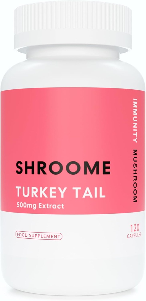 Turkey Tail Mushroom Capsules | 120 Capsules | Premium Beta Glucans | High Strength Extract | Mushroom Supplement | 100% Fruiting Bodies | No Additives | Vegan