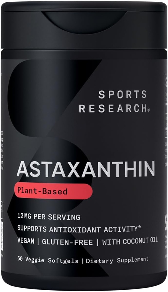 Spor Araştırması Triple Strength Vegan Astaxanthin Supplement Algae - Plant Based Softgels for Antioxy Activity, Skin & Eye Health - Non-GMO  Onaylandı, Coconut Oil - 12mg, 60 Count
