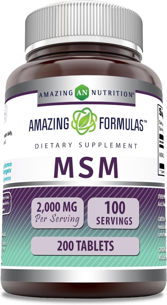 Amazing Formulas MSM (Methylsulfonylmethane) Tamam | 1000 Mg Per | 200 Tablet | Non-GMO | Gluten Free | Made in USA