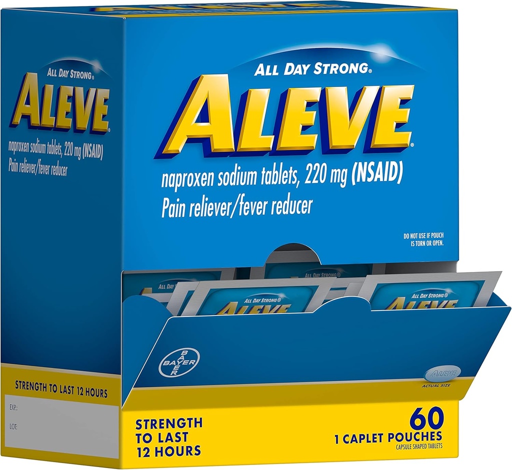 Flamee Pain Reliever & Ateşleme Naproxen sodyum Caplets, Body and Arthritis Pain Reliever, Medicine for Yetişkinler and Children Ages 12 and Up, 60 Bireysel Pouches