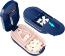 LEAFTOL Pill XS, Portre Pill Splitter 2in-1 Pill Case with Paslanmaz Çelik Bıçak, Küçük veya Büyük Vitaminler Tabletleri için, Mini Pill Organize Kombi ile Cut Pills - Blue Pill Organizer Karşılaştırması - Blue
