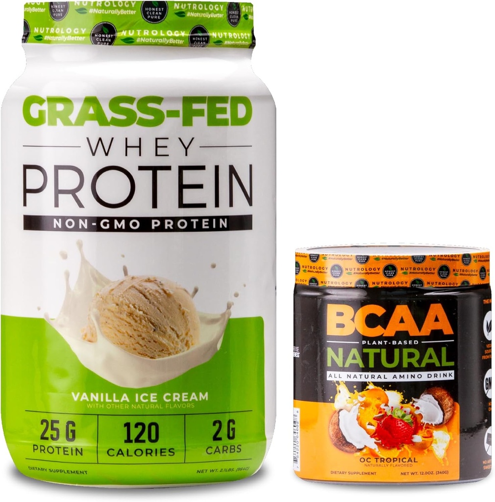 Nutrology Grass Fed Whey Protein Toz, Destekler Lean Muscle Recovery & Performans, Vanilla Dondurma Flavor (28 Hizmet) BCAA Natural, Orange Coconut Flavor (30 Hizmet)