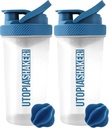 Utopia Home Protein Shaker Şişe - (Pack of 2) 28-Ounce Shaker şişeleri Protein Mixes için - Fitness Sports Classic Protein Shak Shaker Şişe (Clear/Navy)