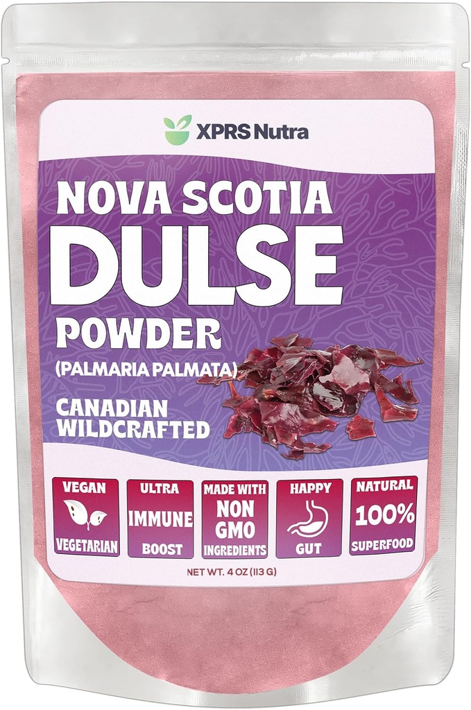 XPRS Nutra Dulse Toz (Palmaria Palmata) - Kanada Wildcrafted Nova Scotia Dulse Toz - Vegan Dostu Atlantic Seaweed (4 Ounce)