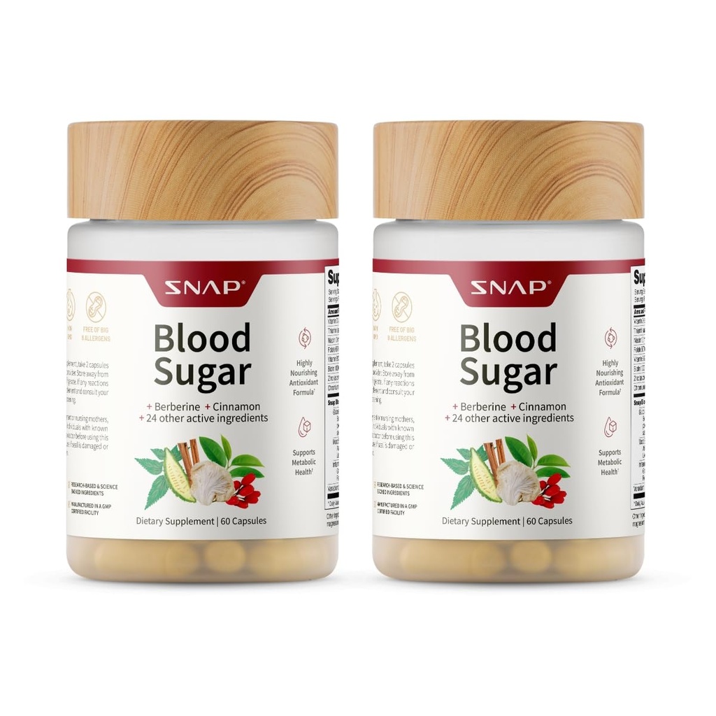 Snap Supplements Blood Sugar Assembly, CoQ10, Cinnamon, Alpha Lipoic Acid ve Gymnema, Sugar Free, 60 Capsules, 2 Pack
