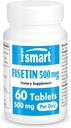 Supersmart - Fisetin 500 mg per Day (Kolay-in) - 98 Saf Fisetin Supplement - Yüksek Biyo kullanılabilir Polyol - Potent Senolytic Activator | Non-GMO & Gluten Free - 60 Tabletler