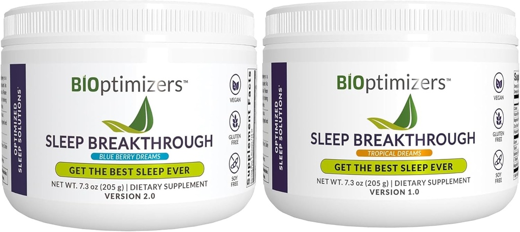 BIOptimizers Sleep Breakthrough σκόνη – τροπικά όνειρα & browry bundle – φυσικό συμπλήρωμα υποστήριξης ύπνου – 405g Σύνολο