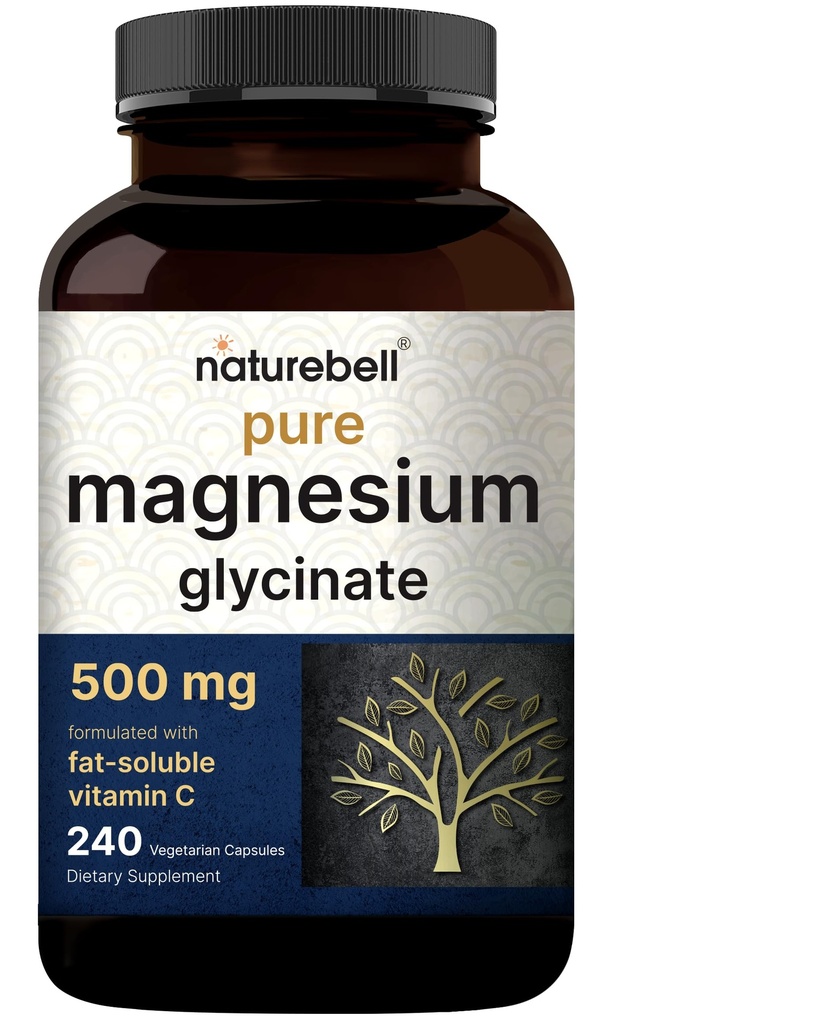 Doğabell Pure Magnezyum Glycinate 500 mg, 240 Veggie Capsules | 100% Chelated & Purified – 3rd Party Tested, Vegan Dostu, Non-GMO, Filler Free