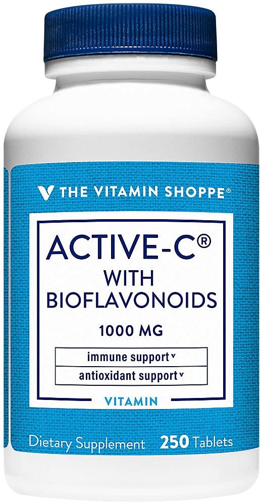 Dükkanlar Bioflavonoyaklarla Aktif-C 1000 MG - Cardiovascular ve Immune Health & Protection Against Free Radikals (250 Tablet)
