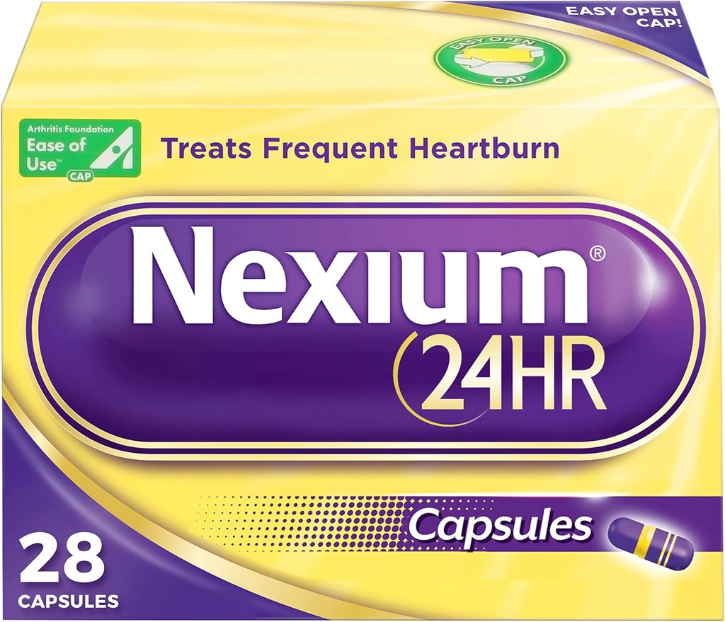 Nexium 24HR Asit Çizim Kalpburnu All-Day ve All-Night Protection from Frequent Heartburn, Heartburn Medicine with Esomeprazole Magnezyum - 28